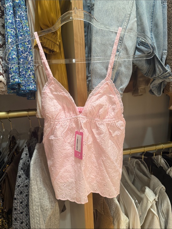 Edikted Tops - Edikted Pink Eyelet Lace Tank Cami